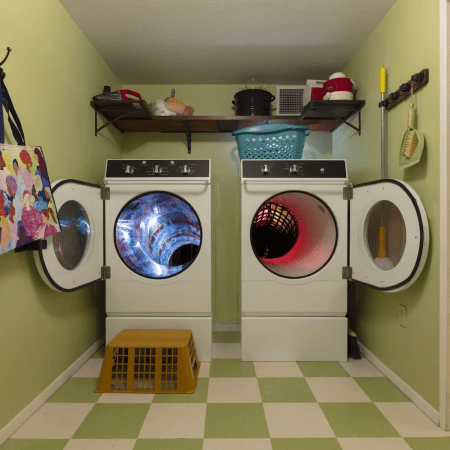 washing machine portals in an art istallation in texas.
