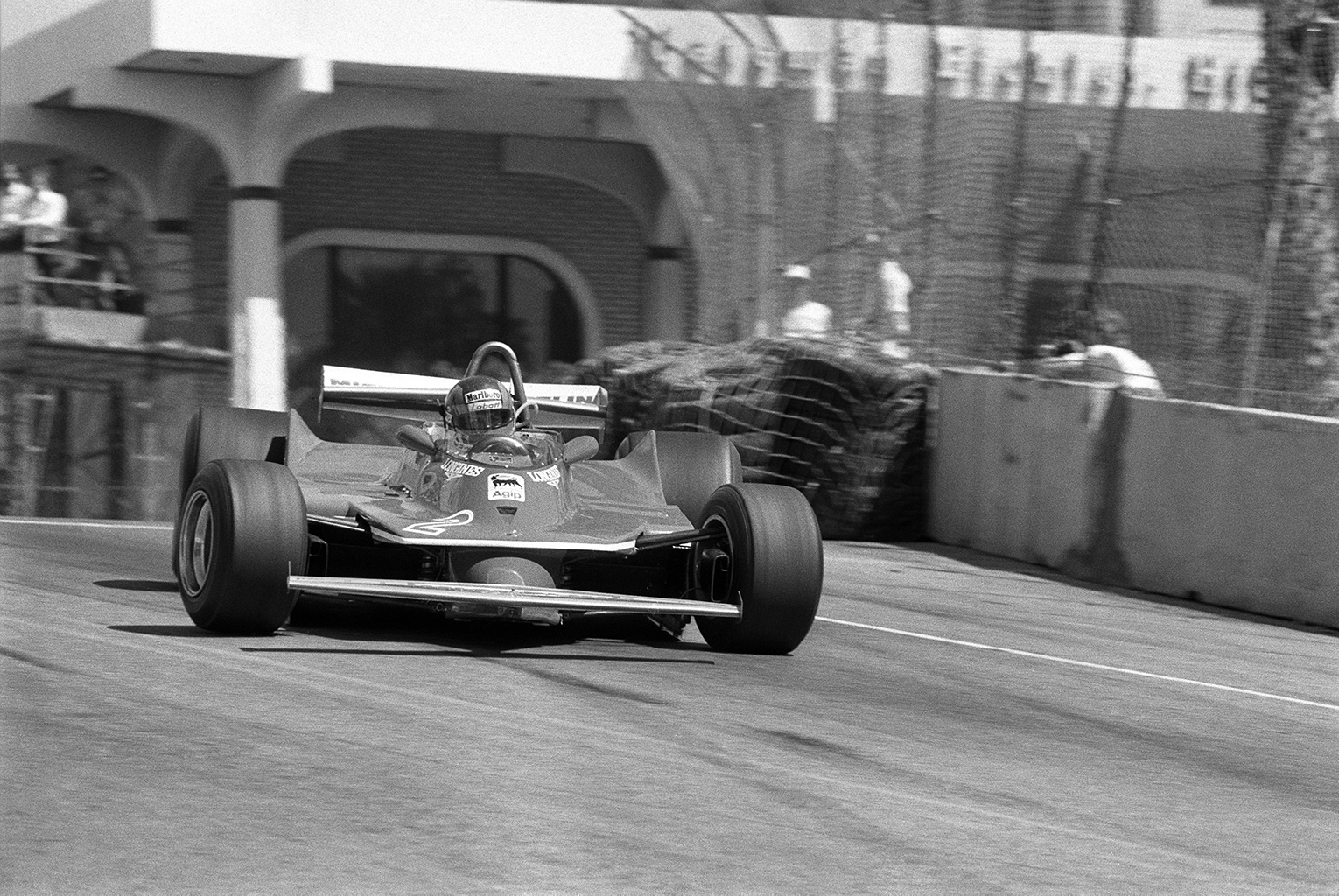"Was there ever a more flamboyant driver than Gilles Villeneuve, power sliding here at Long Beach in 1980?"