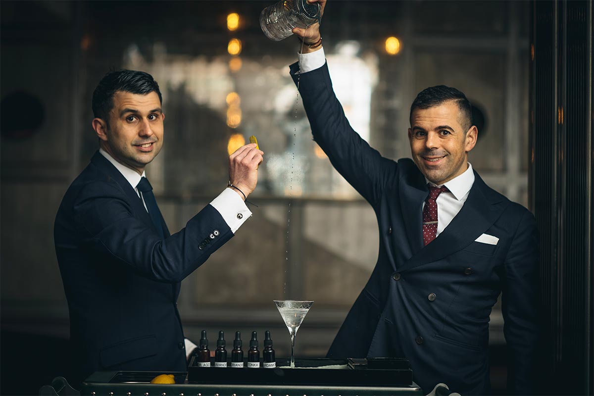 Ago Perrone and Giorgio Bargiani at the Connaught Bar in London