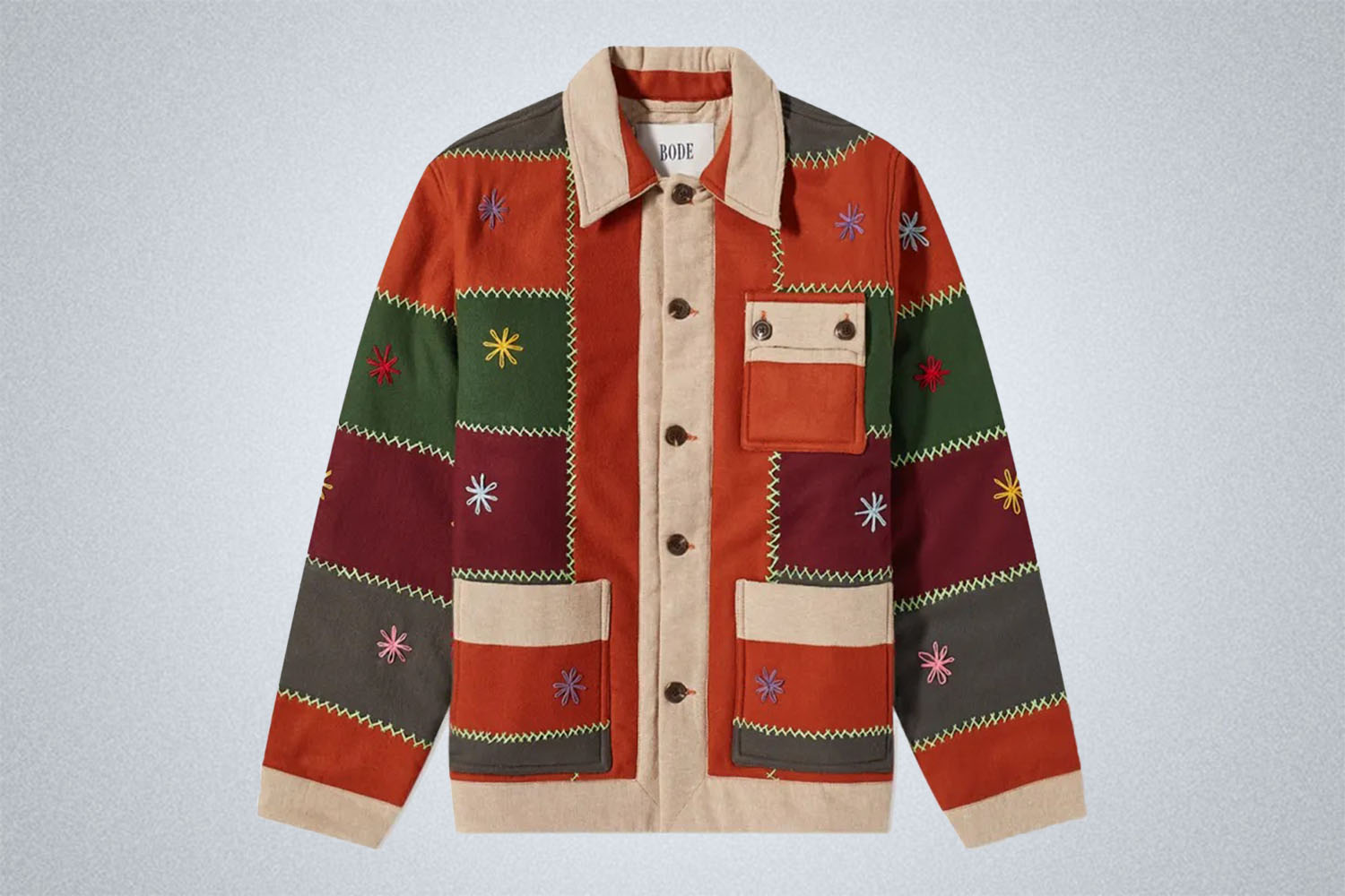 Bode Autumn Patchwork Quilt Jacket