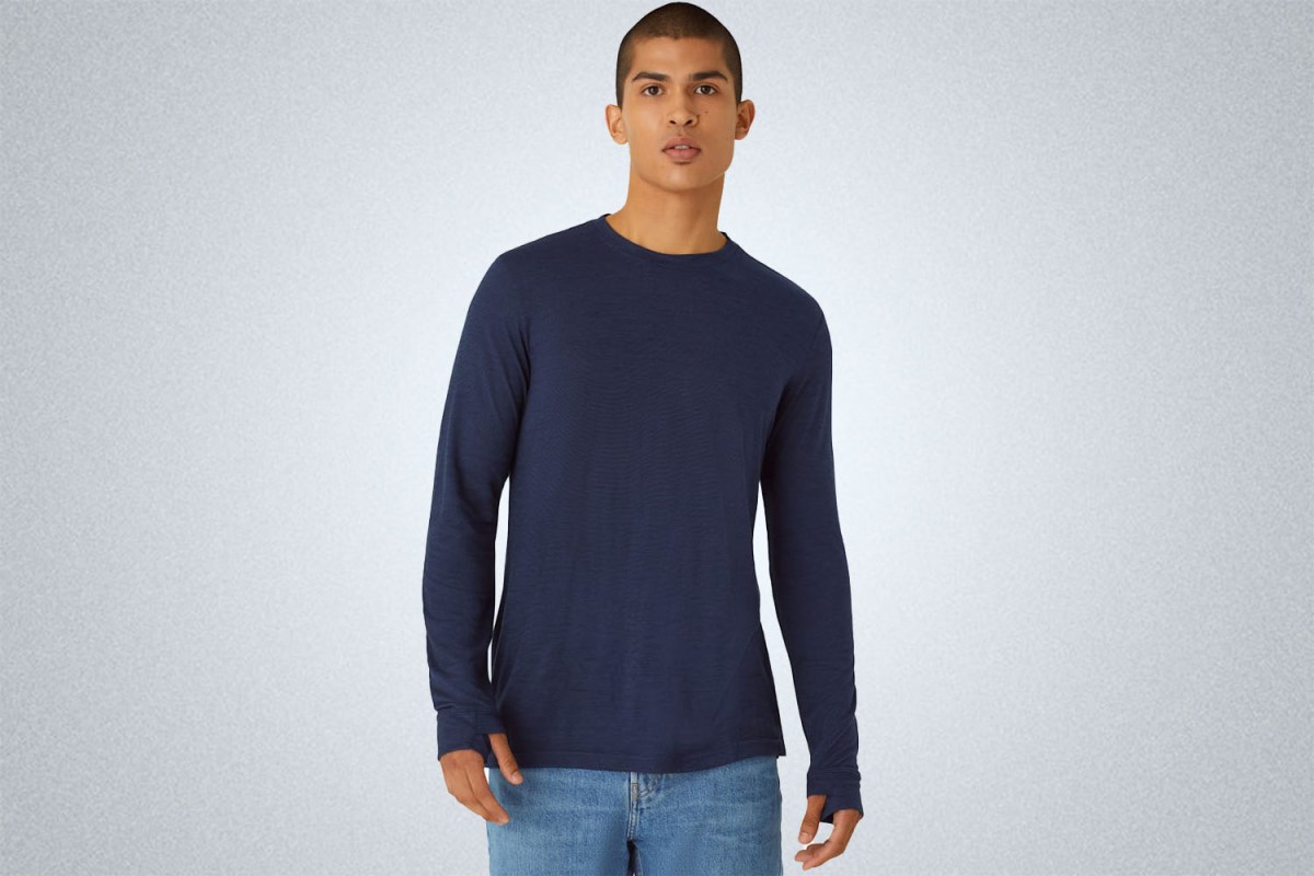 Bombas Men’s Merino Wool Blend Crew Neck Long Sleeve T-Shirt