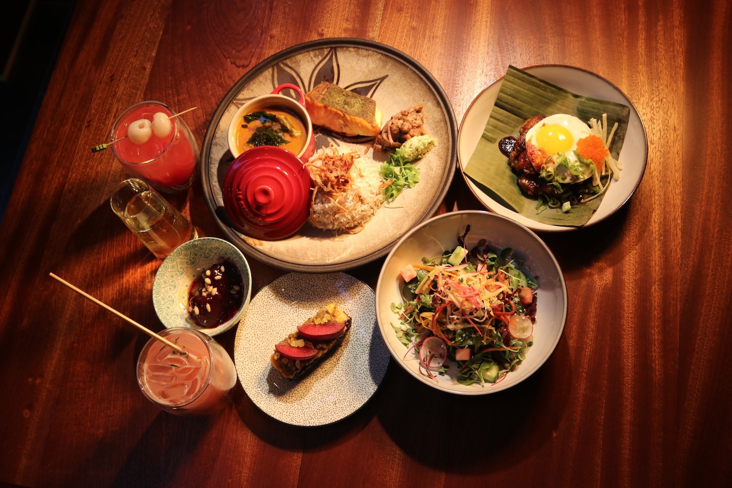 Spread of food on a table