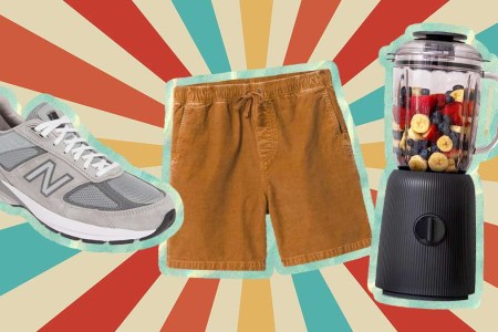 A new balance sneaker, cord shorts and a blender, all on sale