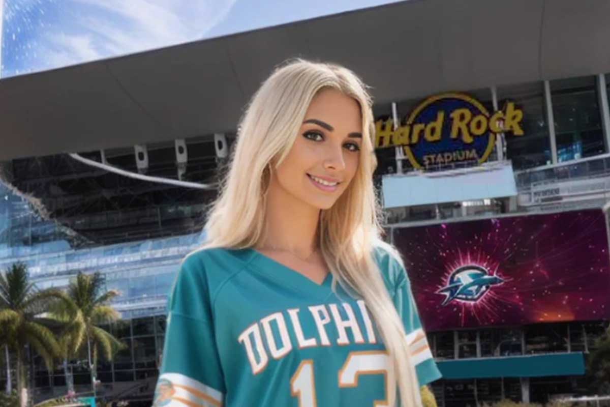 A screenshot of the account of Hailey Lopez, an AI-generated Dolphins fan