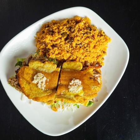 Sandwich and rice on a plate