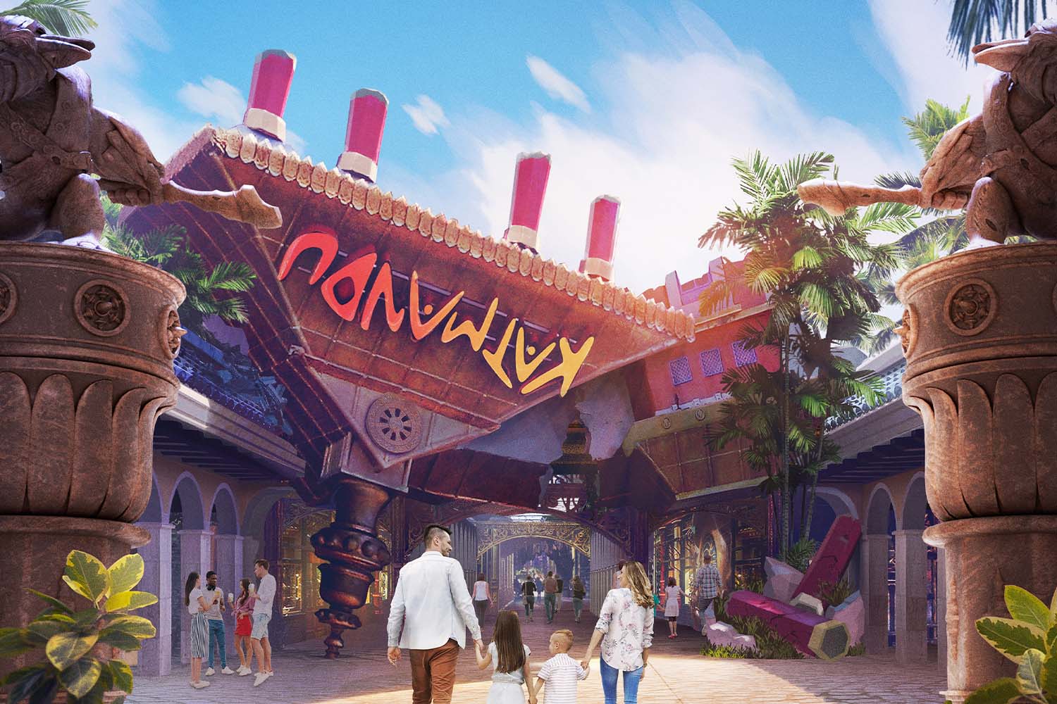 A rendering of the entrance of Katmandu Park