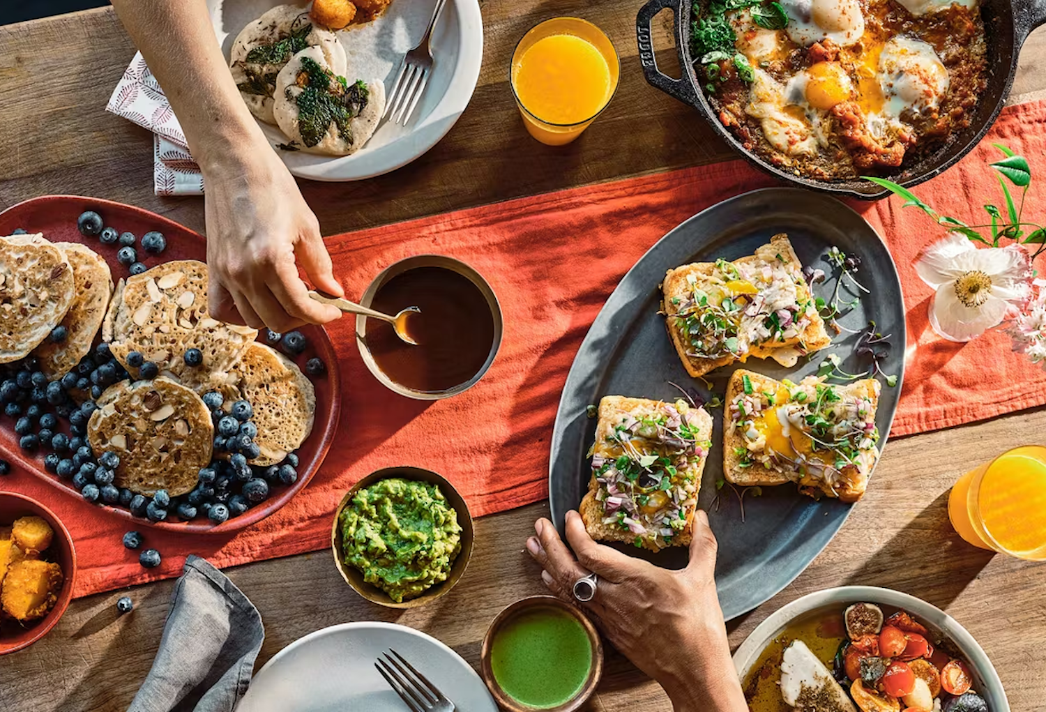 Spread of food on a table