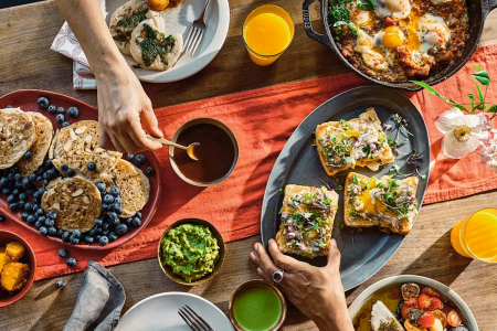 Spread of food on a table