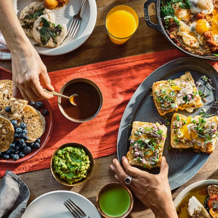 Spread of food on a table