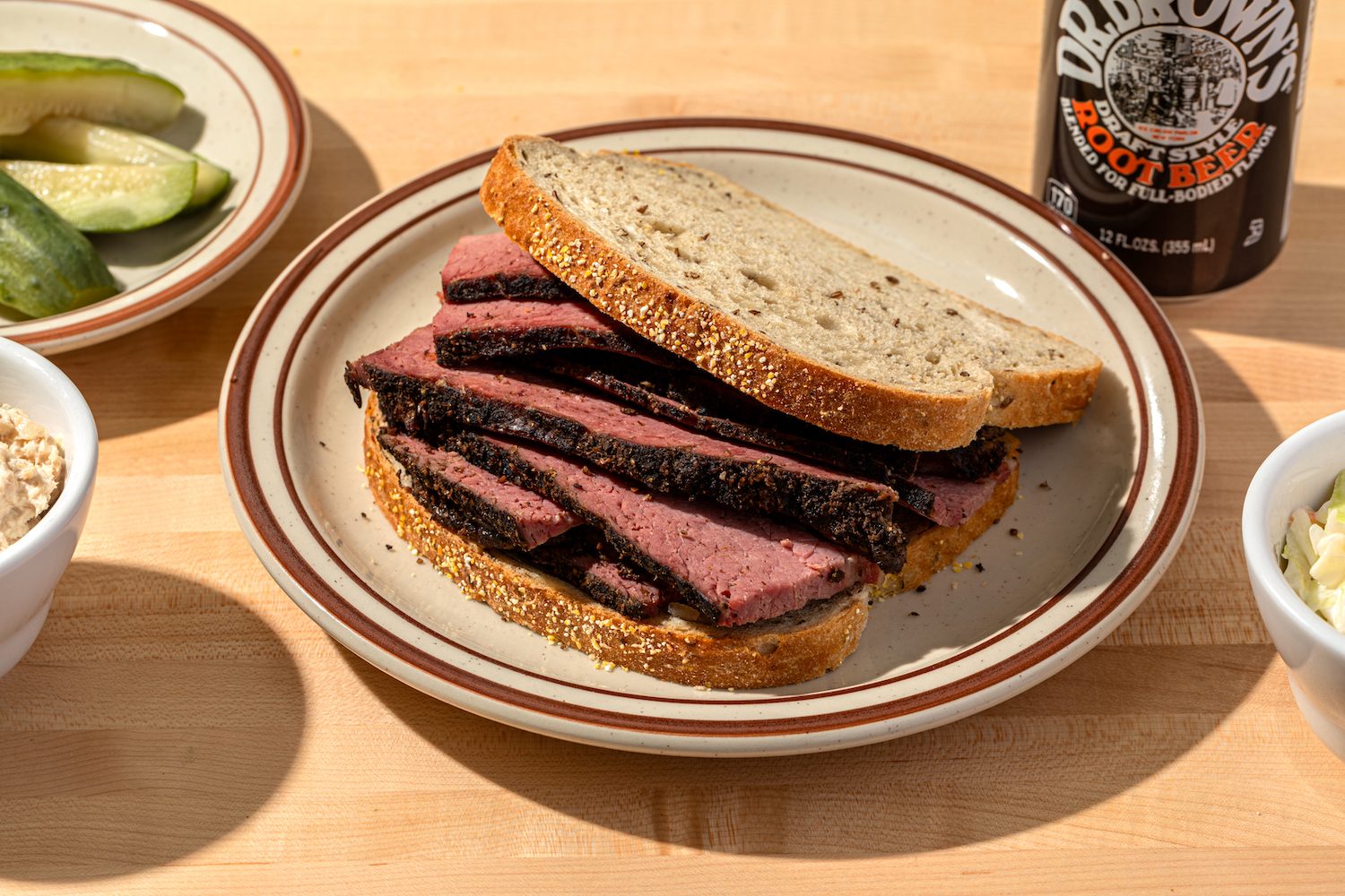 Slices of meat between two pieces of bread
