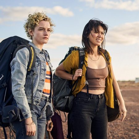 Julia Garner and Jessica Henwick in "The Royal Hotel"