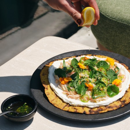 The crab tlayuda at elNico in Williamsburg, Brooklyn