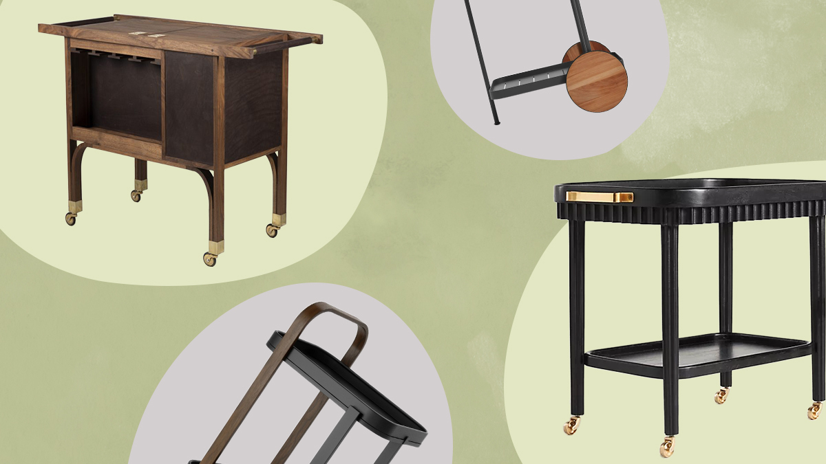 four different bar carts