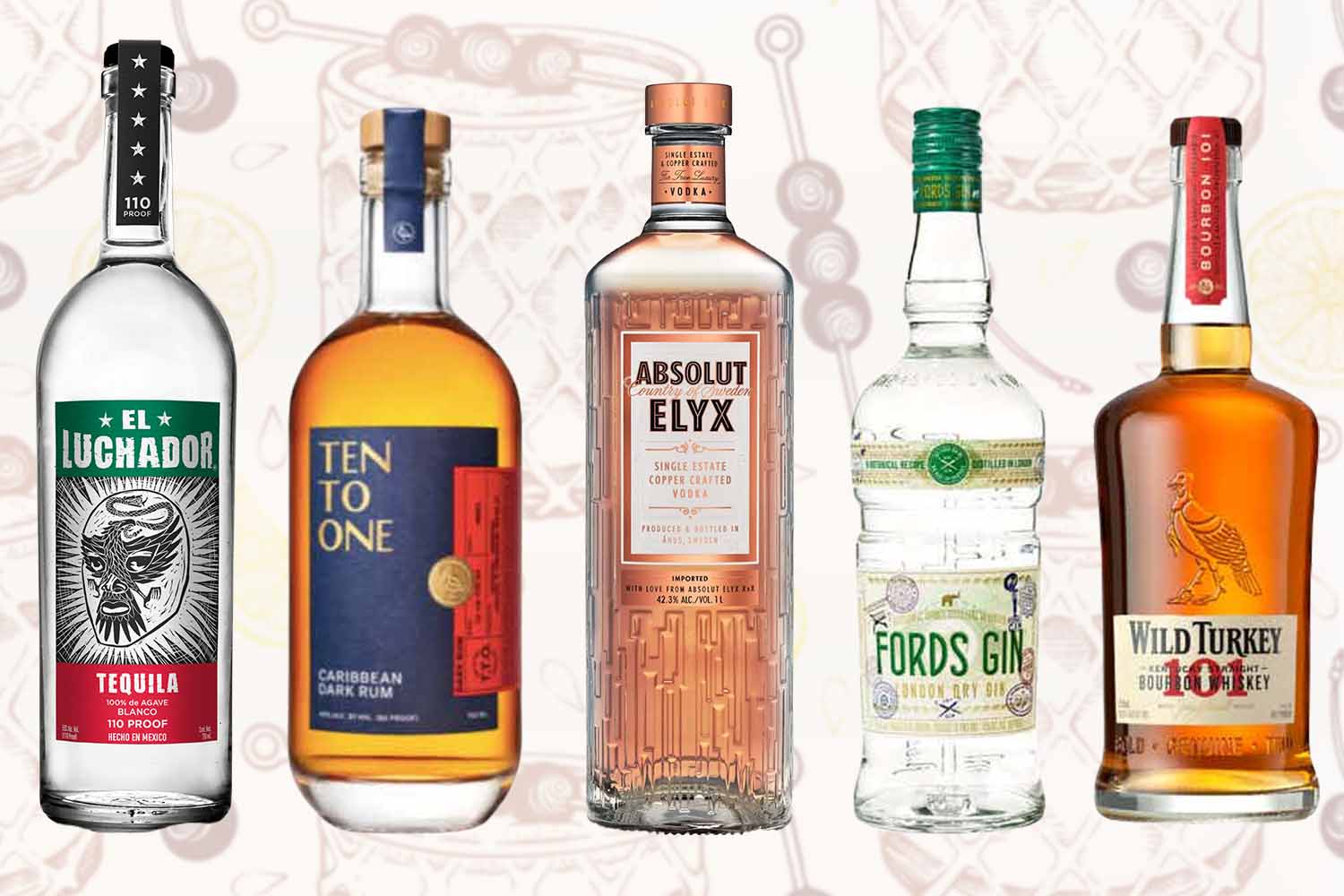 five bottles of booze