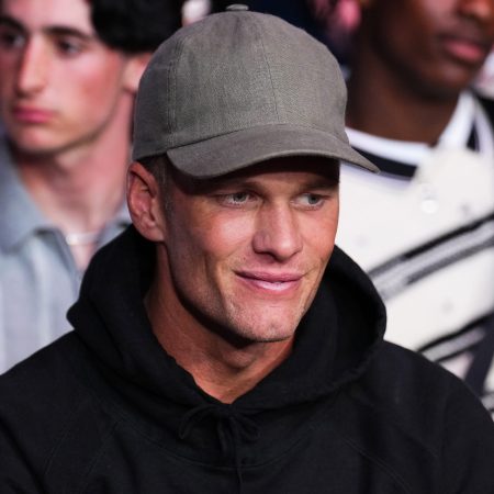 Tom Brady attends UFC 285 at T-Mobile Arena.
