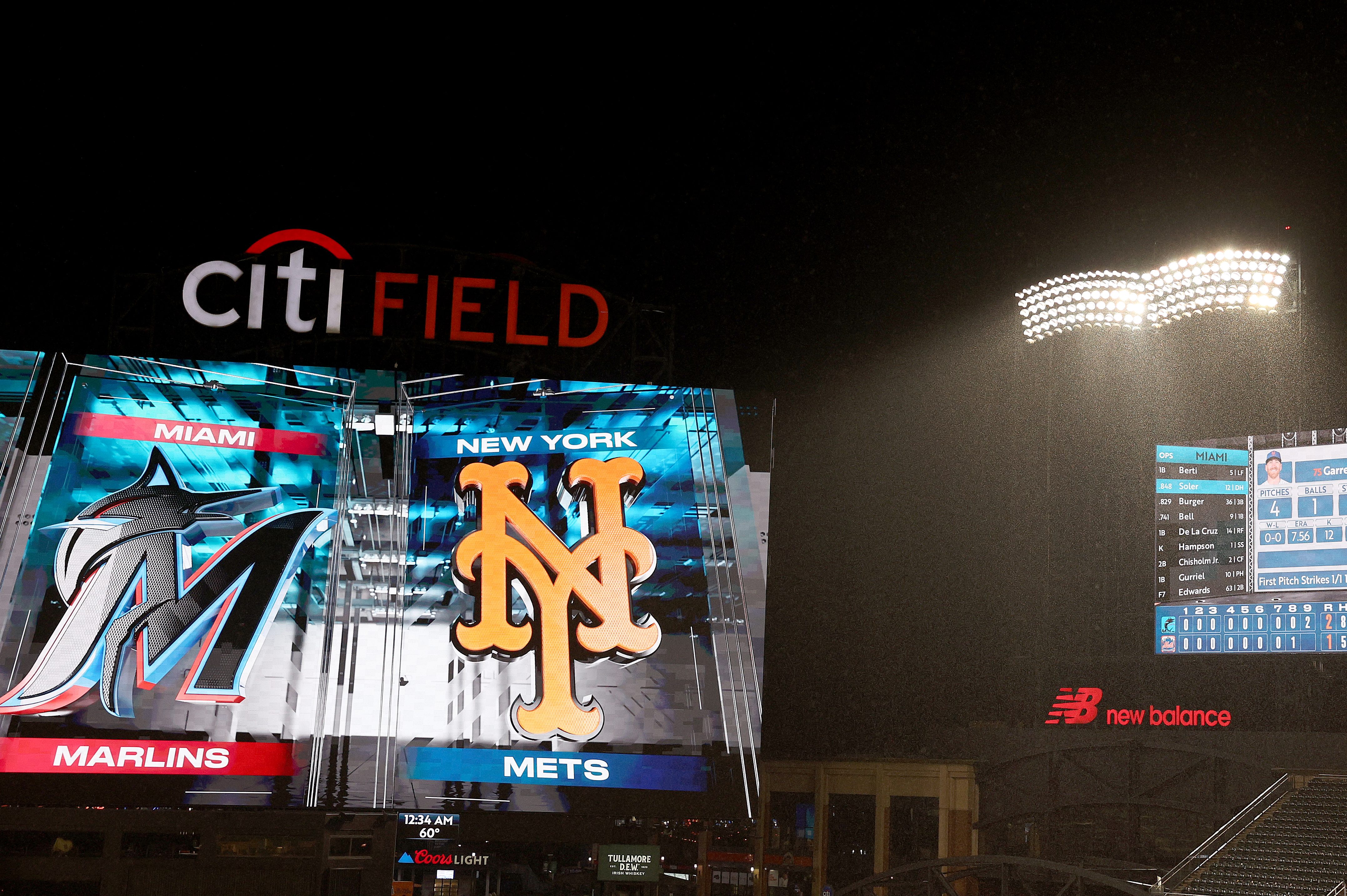 A soggy shot of Citi Field in Queens.