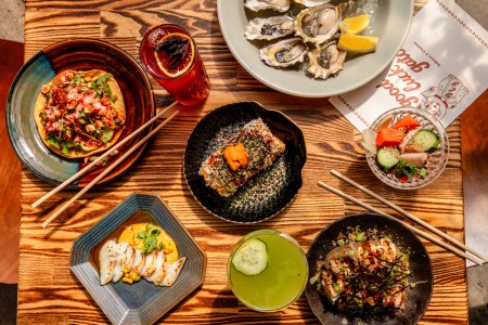 Spread of food on a table
