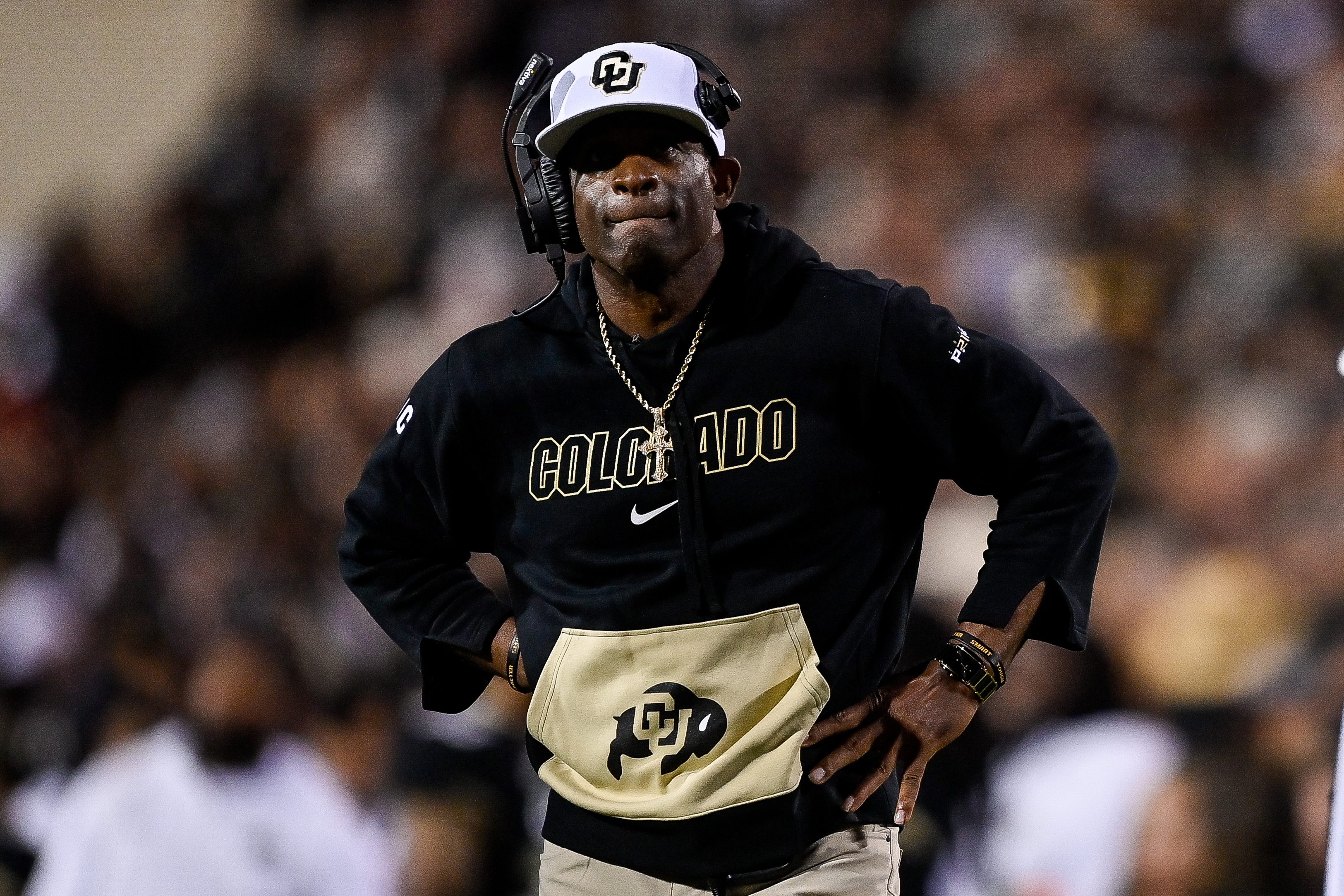 Deion Sanders coaching the Colorado Buffaloes.