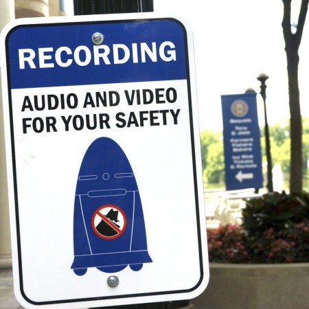 Robot police signage