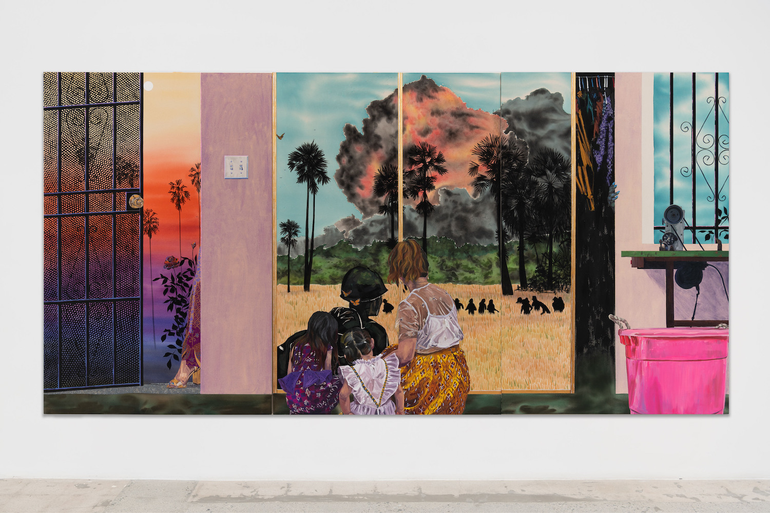 Acrylic painting hanging in museum