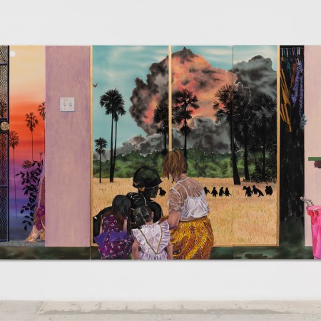 Acrylic painting hanging in museum