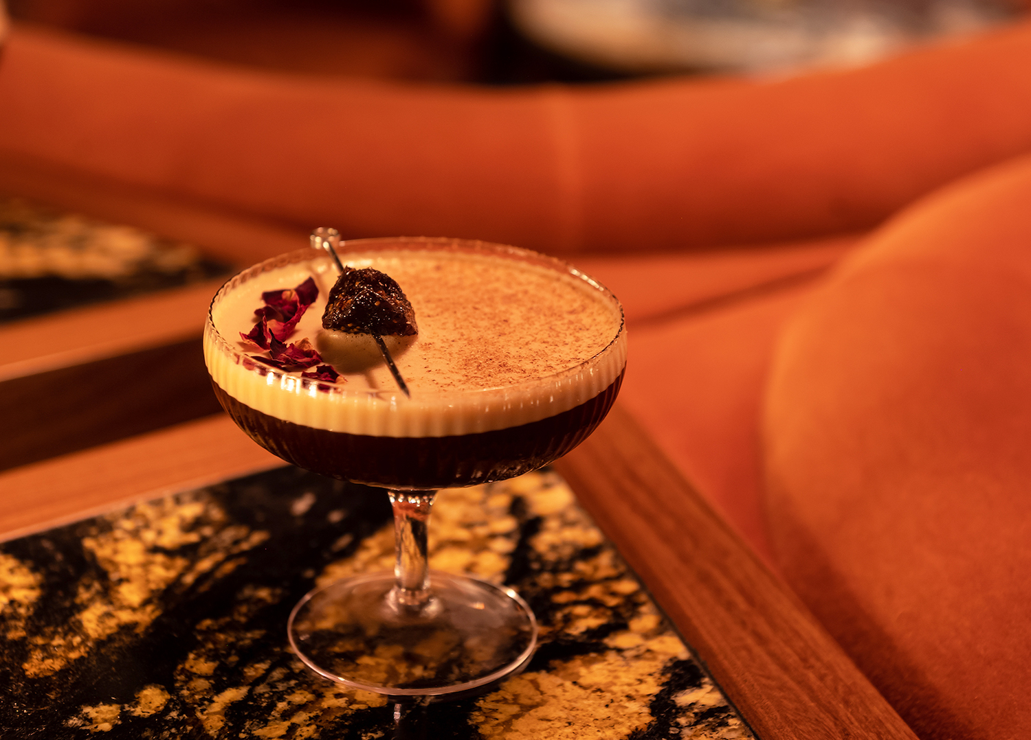 Espresso martini with garnish