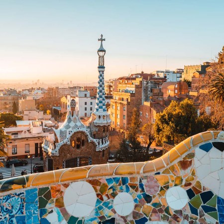 Barcelona at sunrise viewed from Park Güell