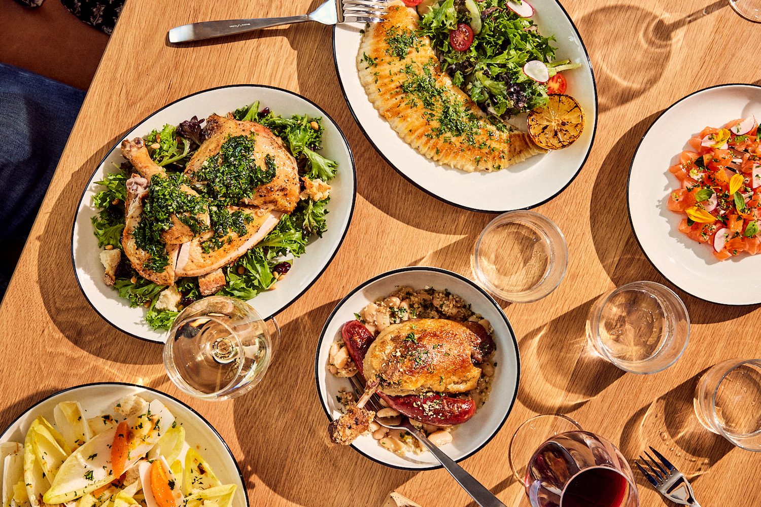 Spread of food on a table