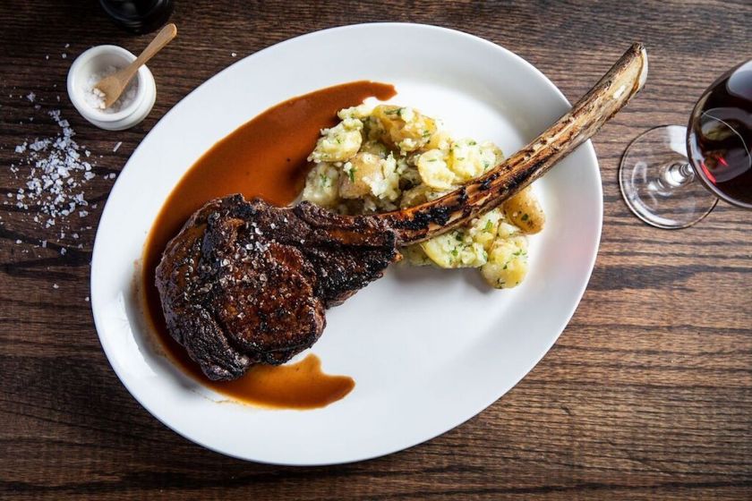 Steak and potatoes on a plate