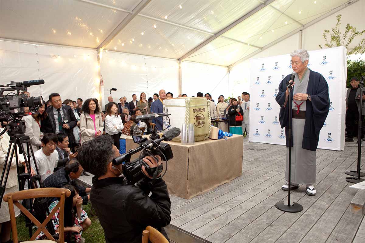 Asahi Shuzo Chairman Hiroshi Sakurai at the Dassai Blue launch