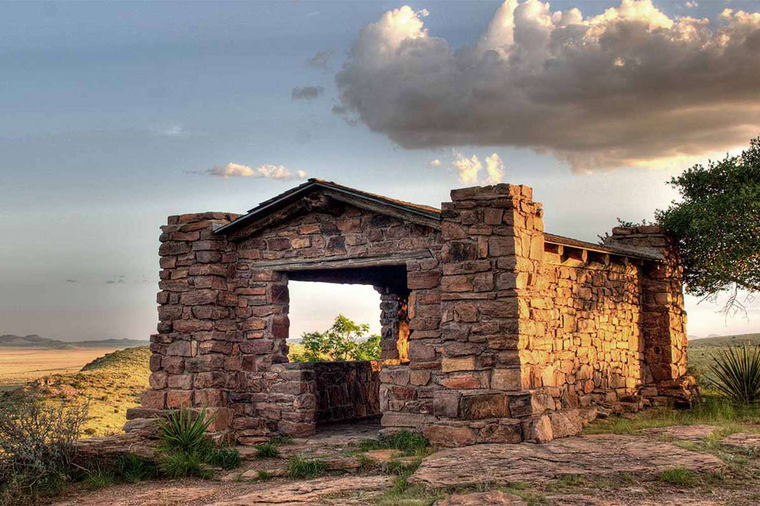 Brick structure in an open field