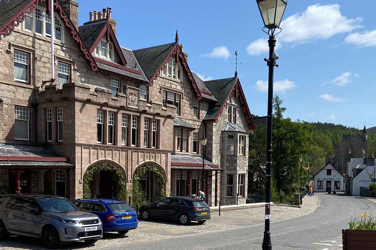 The Fife Arms in Scotland, outside shot during the day