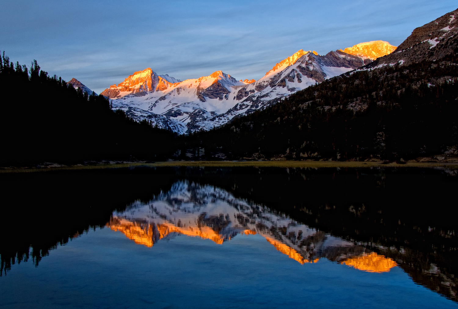 Mountain range and lake