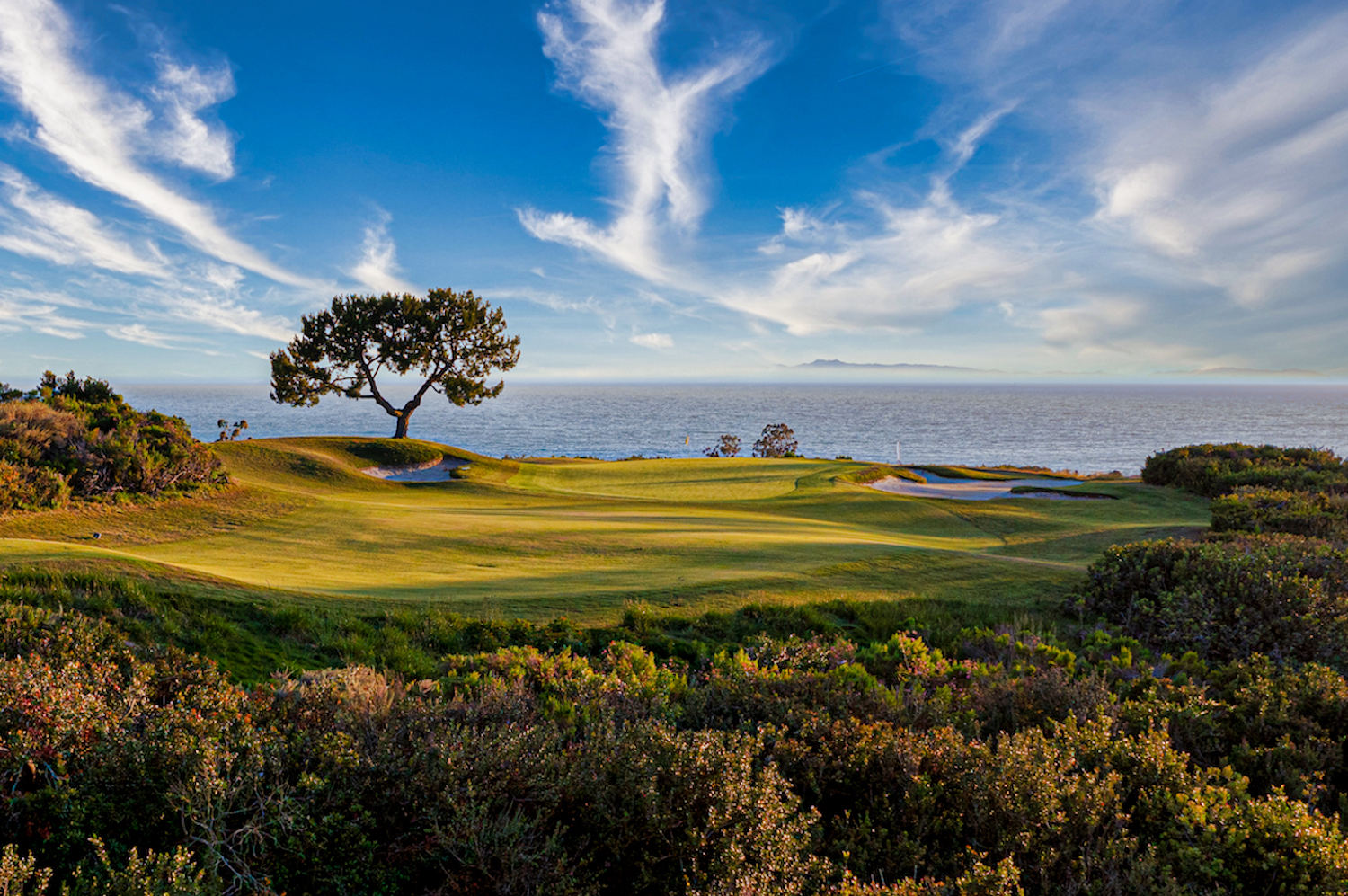 Scenic golf course next to the ocean