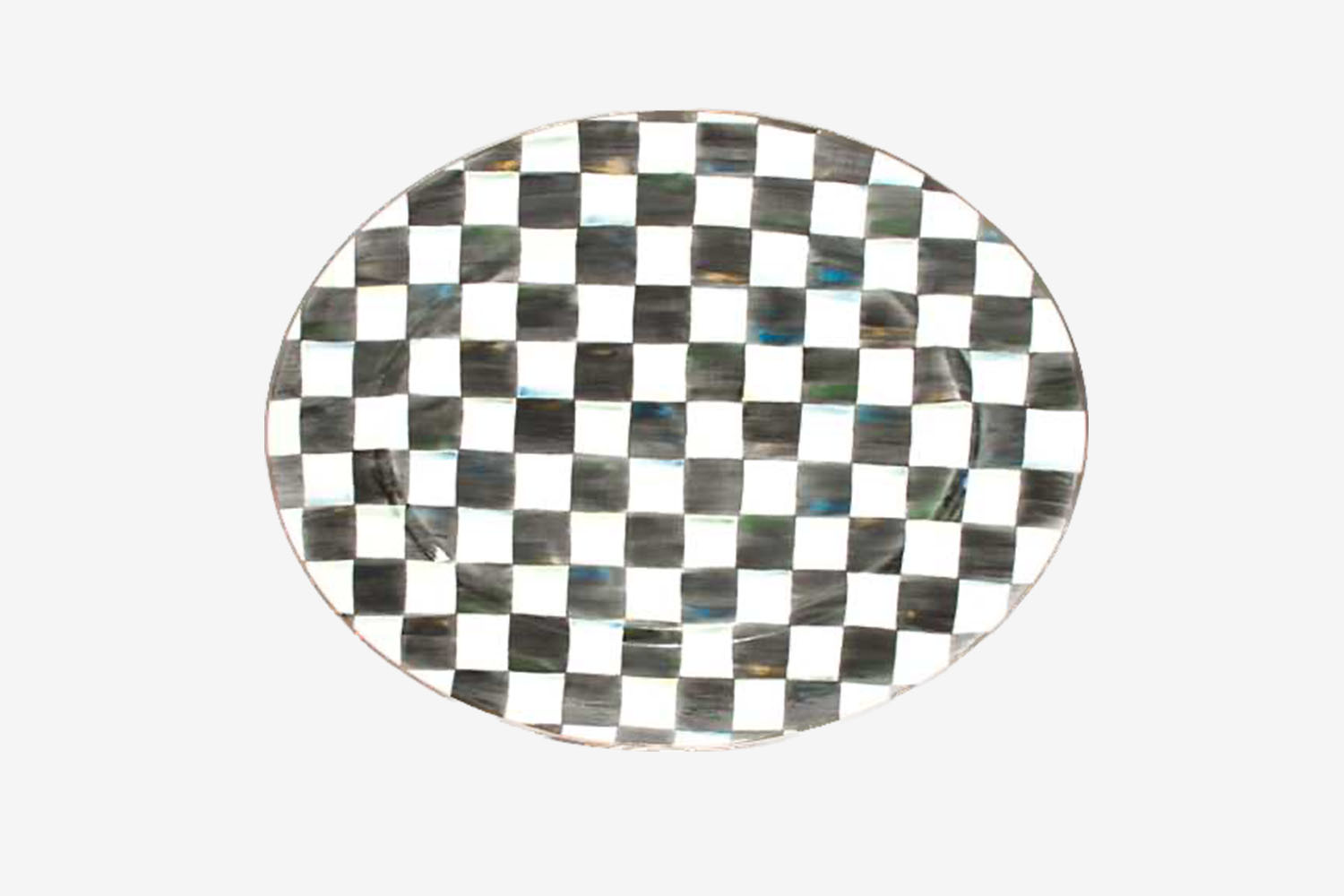 MacKenzie-Childs Large Courtly Check Enamel Oval Platter