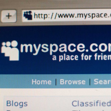 Home page of the once popular internet networking site, MySpace