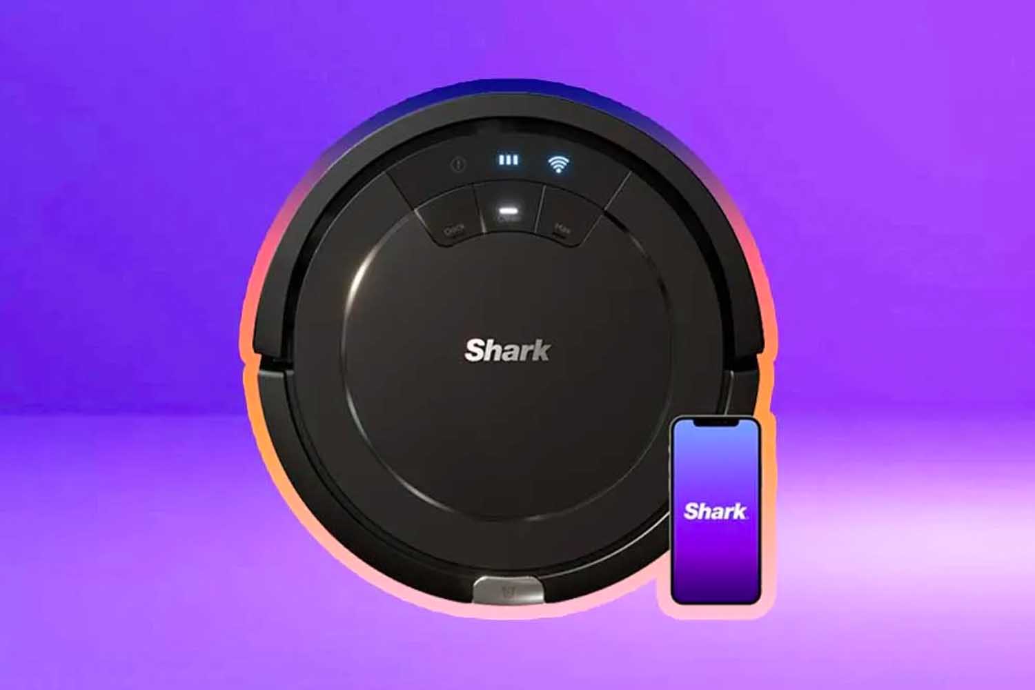 A Shark Robot Vacuum on a purple background