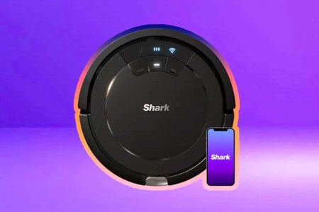 A Shark Robot Vacuum on a purple background