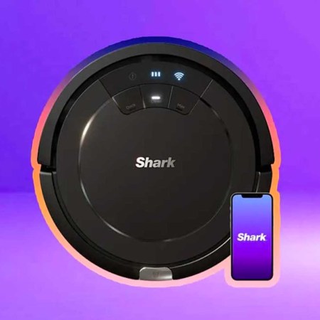 A Shark Robot Vacuum on a purple background