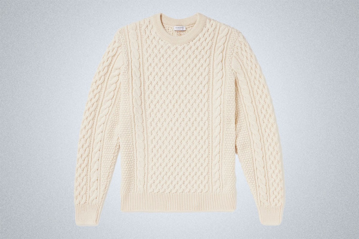 Sunspel Cable-Knit Merino Wool Sweater