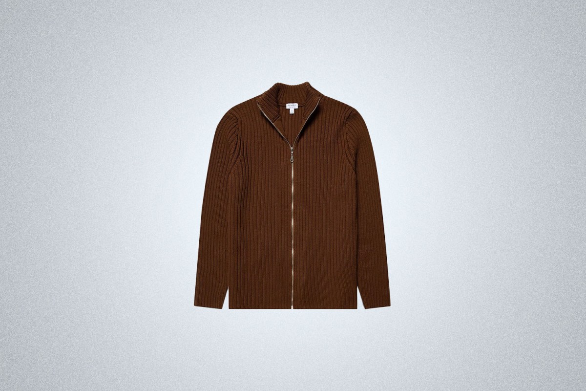Sunspel Merino Rib Zip Cardigan