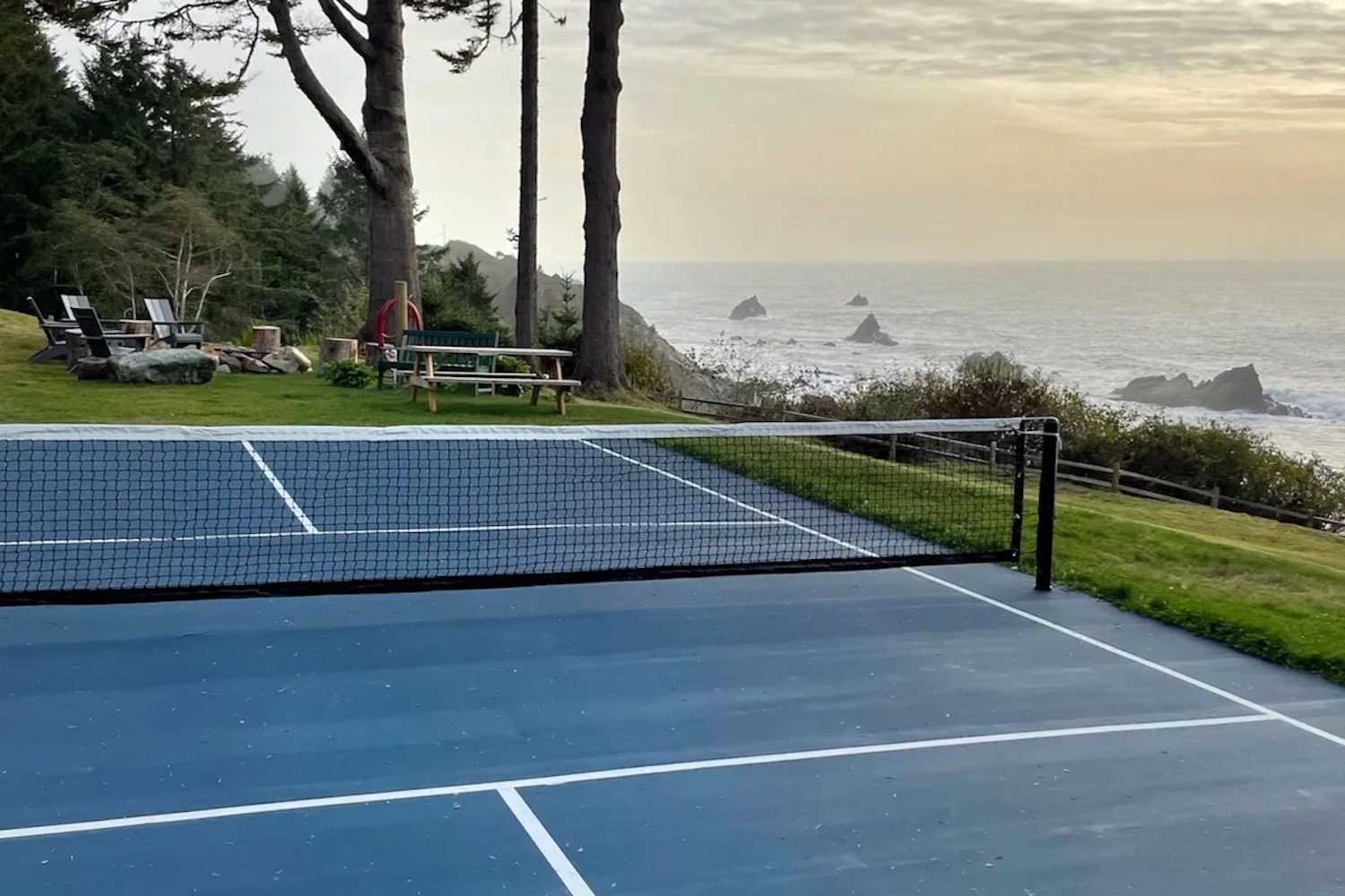 Pickleball court overlooking the ocean
