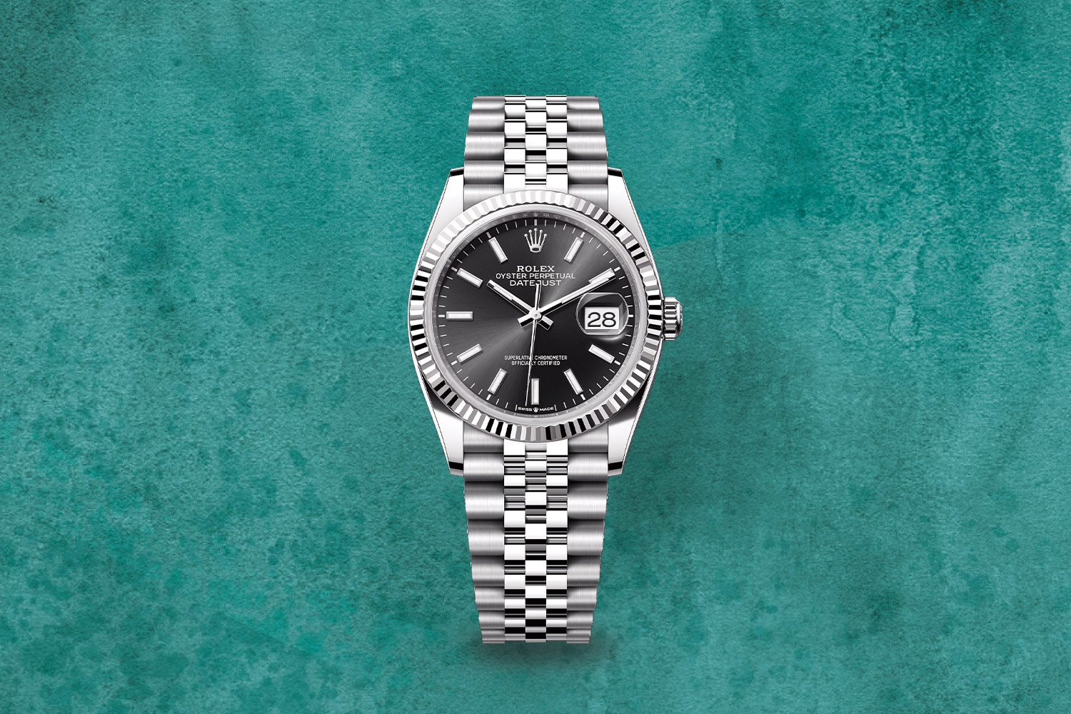 Rolex Datejust 36 MM, Fluted Bezel, Oystersteel and White Gold Bracelet