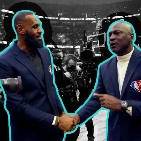 LeBron James and Michael Jordan at the 2022 NBA All-Star Game.