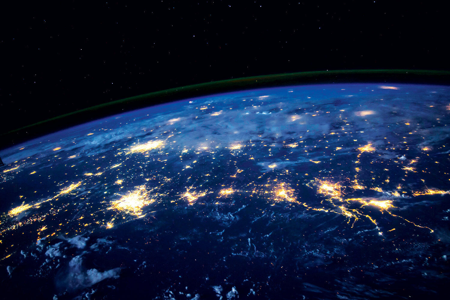 An image from space of countries with large amounts of artificial light pollution
