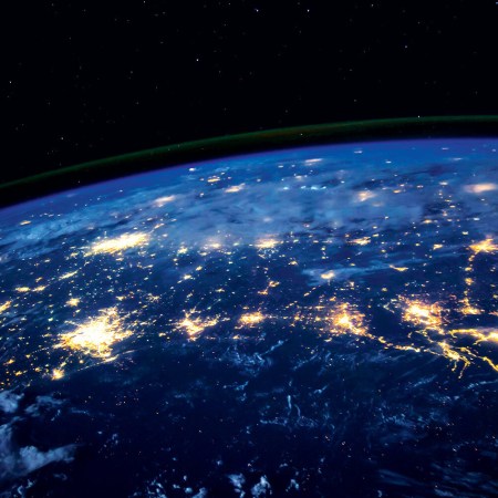 An image from space of countries with large amounts of artificial light pollution