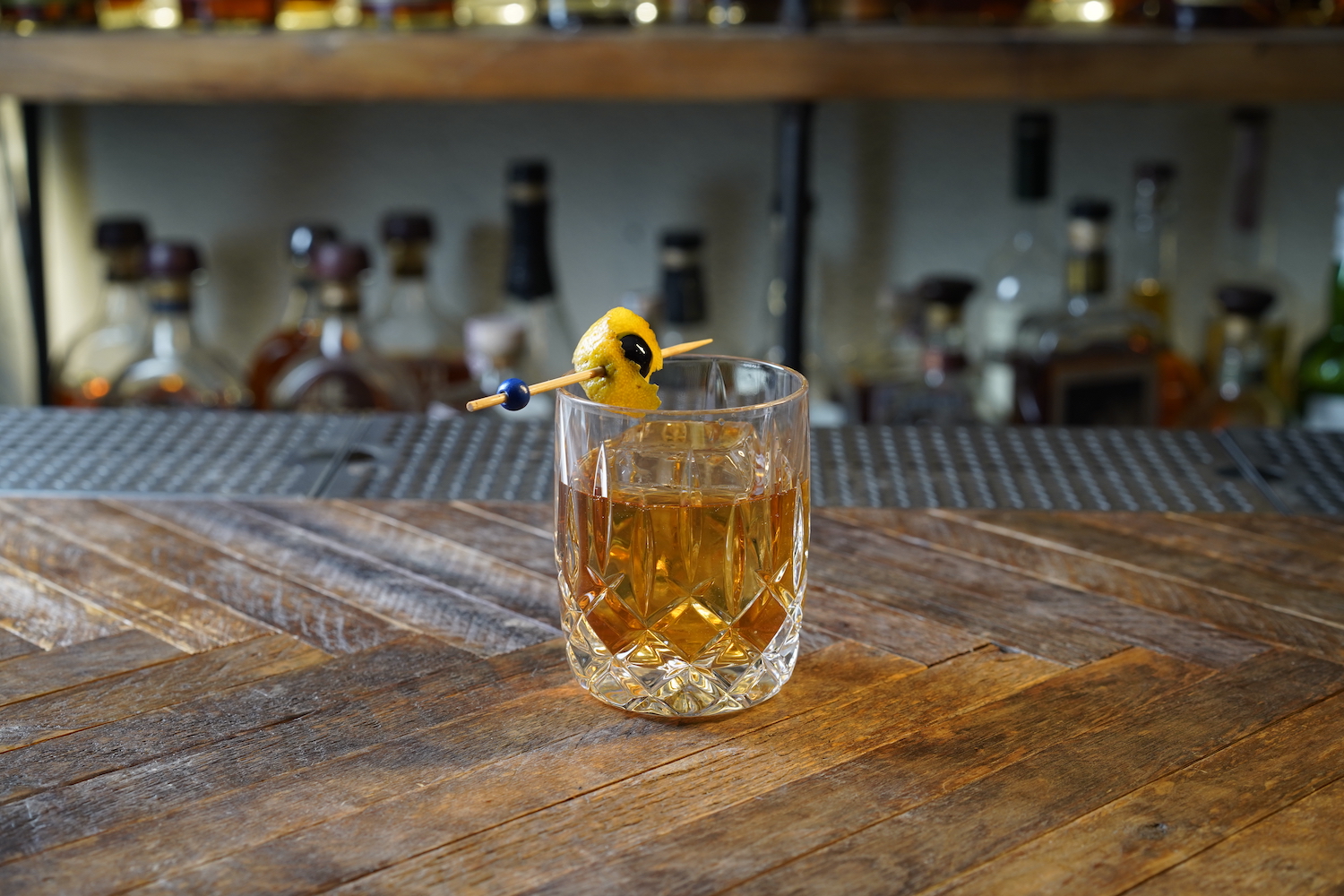 Vieux Carre in a lowball glass with garnish