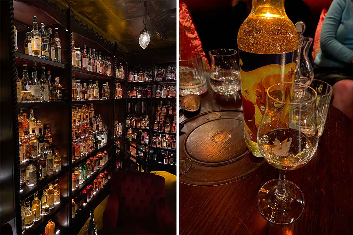 Inside Bertie's (left) and the obscure bottle of Bramble Whisky Co. Single Cask Ardmore the writer drank