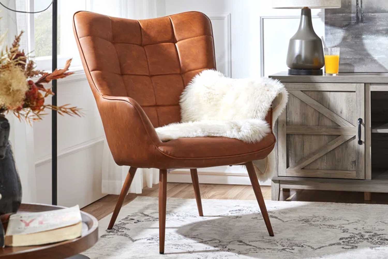 Steelside Aichele Vegan Leather Wingback Chair