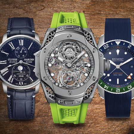 Ulysse Nardin Marine Torpilleur Moonphase Aventurine; Big Bang Tourbillon SR_A by Samuel Ross; Bremont S302 Blue Green